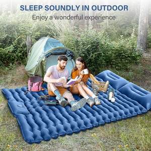 KingGear Kamp Dış Mekan Şişirme Pompası 4 inç 10cm Kalınlığında 40D Naylon+TPU 2 Kişilik Yastık Dahili Ayak Pompası Çift Kişilik Uyku Matı 1570g - Product Image 4