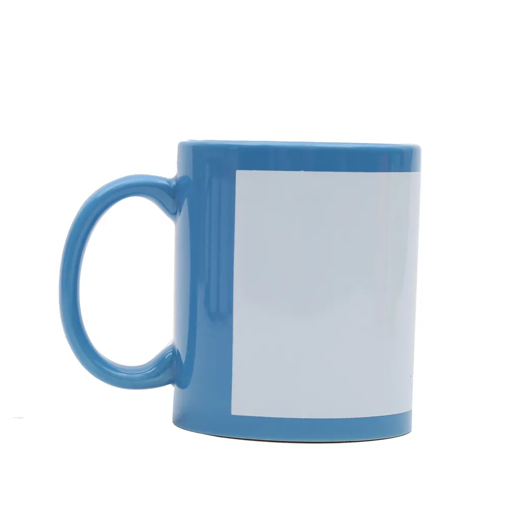 11 oz lớp phủ thăng hoa Trống Tùy Chỉnh vá màu trắng đen gốm Mug cốc cà phê