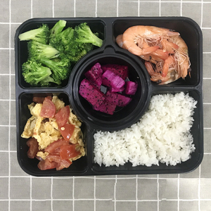 Sinh Thái Thân Thiện 5 + 1 2000Ml Dùng Một Lần Takeaway Leakproof Đóng Gói Ngăn Đen Thực Phẩm Nhựa Container Với Nắp Đậy Soup Bowl - Product Image 2