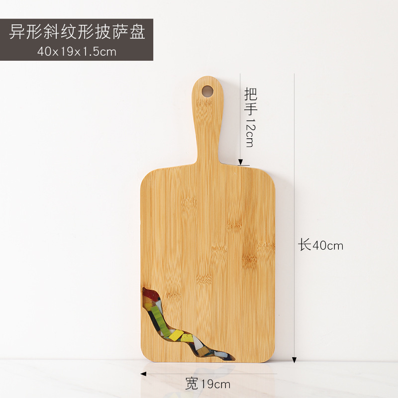 Plat à pizza en résine en forme de bambou (motif sergé 40*19*1,5 cm)