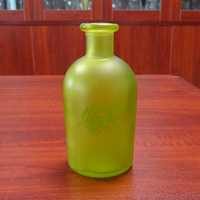 Diffuseur à roseaux en liège, flacons en verre rond vert mat 200ml