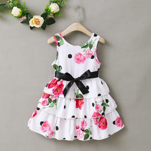 Vestido Blanco sin Mangas con Estampado Floral para Niñas Pequeñas al por Mayor - Product Image 6