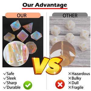 Набор из 7 кубиков из драгоценных камней, ручной работы, радужные многогранные кубики для настольных игр, RPG, D20, D6, радужное стекло, кристалл, для настольных игр - Product Image 3