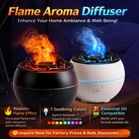 Humidificateur ultrasonique premium 360 ml, design volcan, flamme, LED 7 couleurs, USB, humidificateur d'huiles essentielles pour la maison