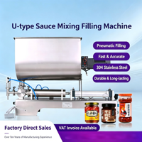 Machine de remplissage pneumatique à piston en U pour pâtes, sauces, yaourts, beurre de cacahuète, adaptée aux bocaux et aux sachets