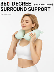 Подушка для путешествий с капюшоном из пены с эффектом памяти, U-образная, для самолета, с высокой поддержкой, портативная, с индивидуальным логотипом от собственного производителя - Product Image 3