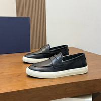 Mocassins Penny pour Hommes de Haute Qualité, Style Designer, en Toile et Cuir Patchwork, Chaussures Plates Décontractées Confortables pour la Marche Quotidienne