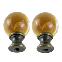 Classique marron foncé translucide boule de verre avec finition en laiton antique pour lampe de bureau finial