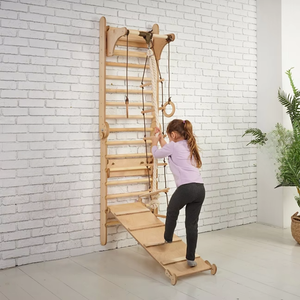 Muro de Escalada de Madera para Niños 2 en 1, Escalador Montessori, Colores Arcoíris, Capacidad de 100 kg, Uso en Interiores, para Edades de 3+ Años - Product Image 4