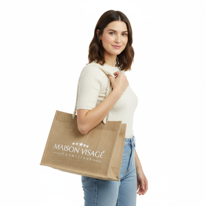 Джутовая Сумка-тоут с логотипом на заказ, пляжная сумка большой емкости, многоразовая Экологически чистая сумка для покупок, плечевой ремень с двойной ручкой - Product Image 3