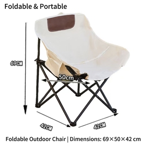 Silla Ergonómica Ancha <span class=keywords><strong>Beige</strong></span> Tipo Luna, Plegable y Portátil para Camping, con Soporte Lumbar, Bolsillo Lateral de Malla, Mueble Ecológico para Exteriores - Product Image 3