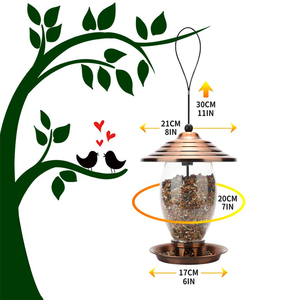 Tube mangeoire à oiseaux en acier transparent robuste et épais pour jardin, cour, patio, suspendu, pour attirer les oiseaux sauvages, avec support en métal pour graines sauvages - Product Image 4
