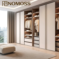 Armoire de chambre à coucher en bois de grande capacité, assemblée, design moderne, résistante à l'humidité, minimaliste