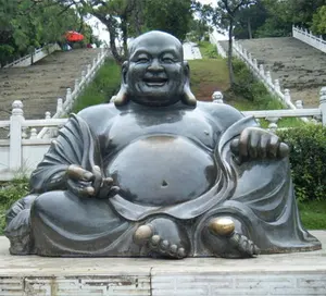 클래식 생활 크기 금속 황동 불교 청동 웃음 부처님 동상 조각