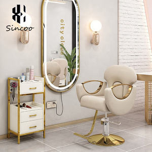 Chaise de salon pas chère, base en alliage de titane doré, dossier en fibre de verre, couleur et logo personnalisables pour salon de coiffure - Product Image 2