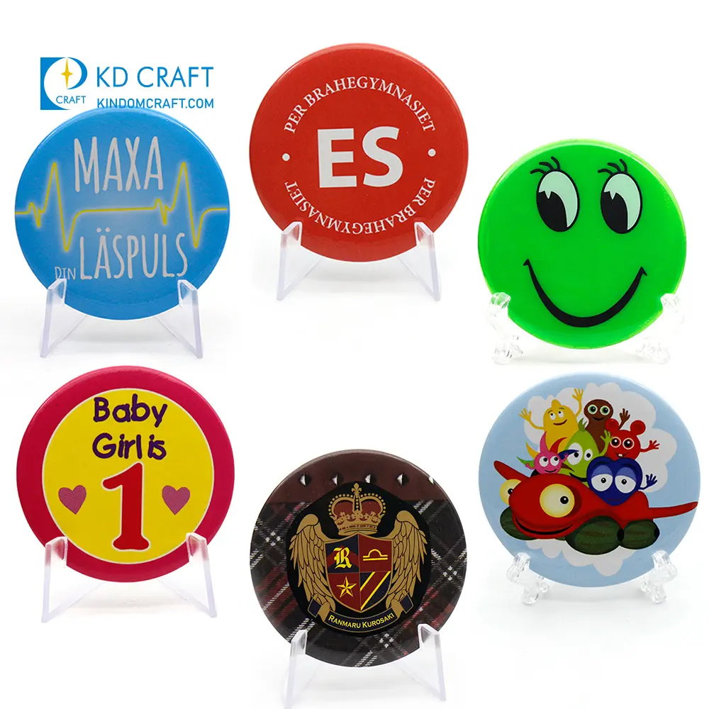 Vente chaude 3 pouces personnalisé blanc blanc MDF cercle nom broche Badge bouton pour sublimation