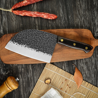 Couteau de boucher et de chef Xingye 7 pouces, à lame pleine, robuste et grande taille, pour la découpe, la survie, la chasse et le camping, modèle serbe avec étui en cuir