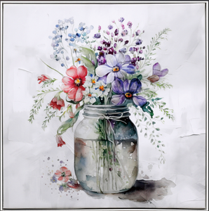 <span class=keywords><strong>Bouquet</strong></span> <span class=keywords><strong>de</strong></span> <span class=keywords><strong>fleurs</strong></span> sauvages en aquarelle <span class=keywords><strong>moderne</strong></span> dans un pot en verre, <span class=keywords><strong>peinture</strong></span> florale encadrée sur toile, décoration murale florale pour la maison - Product Image 3