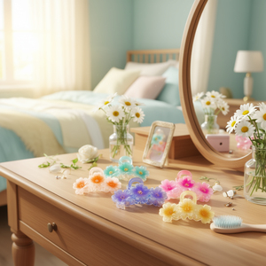 Tre fermagli per capelli a forma di margherita da 10 cm, colorati, per donne e ragazze - Product Image 2