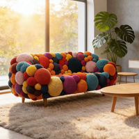 Nordischer Designer-Molekularsofa, Mehrfarbiger Plüsch-Kugelsessel, Handgefertigter Ästhetischer Komfortabler Dekorativer Zweisitzer
