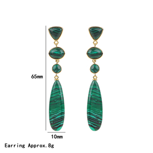 Orecchini Pendenti da Donna alla Moda con <span class=keywords><strong>Malachite</strong></span> e Turchese, Eleganti <span class=keywords><strong>Gioielli</strong></span> a Goccia - Product Image 6