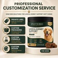 Complément alimentaire pour chiens : Soft Chews de soutien hépatique et rénal avec Chardon-Marie, Curcumine, saveur dinde, 90 comprimés en forme de patte, 9,5 oz