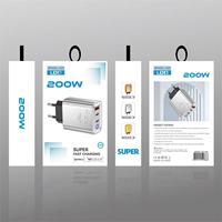 Colokan AS EU 200W 2 Type-c+ USB Pengisi Daya Cepat Ponsel Tipe c PD Pengisi Daya Cepat 200W Adaptor Daya Usb-c