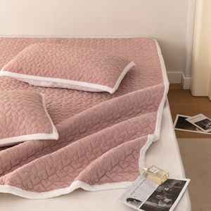Winter Fluffy Bed Matratze Protector Cover Solid Patchwork Flanell Fleece Geste ppte Matratzen schoner Warme Matratzen auflagen & Topers - Product Image 4