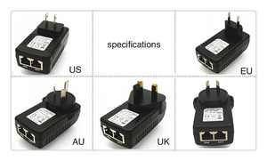 High Quality Power Over Ethernet Supply Adapter 24V 2 Plug 3 Plug 100Mbps <strong>PoE</strong> <strong>Injector</strong> for US EU UK - Product Image 4