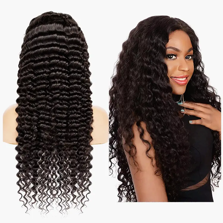 22 Inches 13*4 13*6 Deep Wave Transparent Lace Frontal Wigs For Women Deep Curly Lace Front Human Hair Wigs