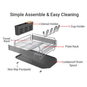 Escurridor de platos desmontable, accesorios de cocina, estante de almacenamiento de platos, estante de secado de platos con taza de cubiertos - Product Image 4