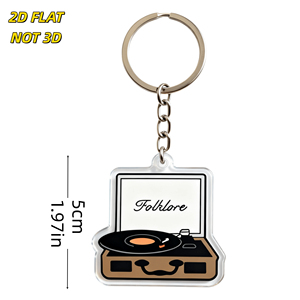 Folklore <strong>Record</strong> Player Acrylic <strong>Keychain</strong> Vintage Turntable With Vinyl &amp; Script Text, Durable Double-Sided Charm For Keys Or Bags - Product Image 2