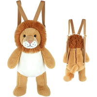 Sac à dos en peluche personnalisé en forme de lion mignon pour enfants, doux et câlin, avec bretelles réglables