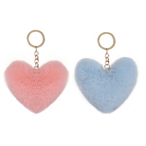 ของขวัญโปรโมชั่นปี 2020 พวงกุญแจขนปุยรูปหัวใจน่ารัก นุ่มนิ่ม ขนกระต่าย - Product Image 2