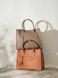 <span class=keywords><strong>Bolso</strong></span> de Mano <span class=keywords><strong>Grande</strong></span> de Cuero Genuino Gris con Cierre de Cremallera, Bolsos de Oficina, Bolsos de Moda para Chicas, <span class=keywords><strong>Bolso</strong></span> Bandolera Personalizado - Product Image 4