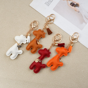 PU Leather Key Chain Cartoon Giraffe Pendant Tassel Decor Charm Unisex Car Key Holder Fashion Bag Ornament Gift for Men <b>Women</b> - Product Image 4