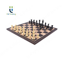 Échiquier en bois professionnel de 20 pouces pour tournoi, noir, avec pièces d'échecs en plastique et chronomètre numérique pour l'échecs