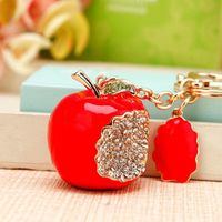 Mini porte-clés en strass, pendentif fruit en cristal (citron, pastèque, pomme, ananas, orange), breloque scintillante pour clés de voiture et sacs pour femmes