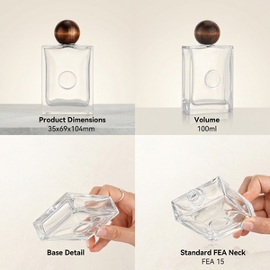 Flacon de parfum de luxe écologique de 100 ml, carré à facettes, finition mate, vaporisateur à fine brume, avec verre recyclé de couleur personnalisée et capuchon sphérique - Product Image 3