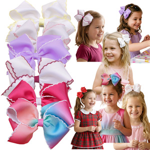Barrette à <span class=keywords><strong>cheveux</strong></span> pour enfants, grande pince à <span class=keywords><strong>cheveux</strong></span> en ruban arc-en-ciel fait main avec bord en tissu - Product Image 1