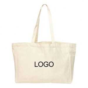 Custom <b>Large</b> Cotton Shopping <b>Bag</b> for Grocery Beach White <b>Canvas</b> Tote <b>Bag</b> With Pocket and Zipper - Product Image 1