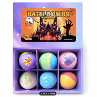 Coffret Cadeau de Bombes de Bain d'Halloween 6 Pièces 100g – Boules Effervescentes Colorées Naturelles Faites à la Main pour une Expérience de Bain Hydratante – OEM ODM Marque Privée