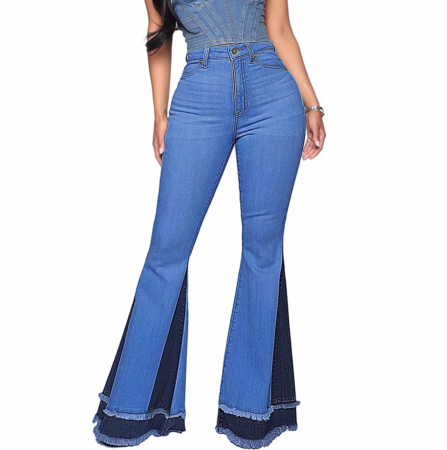 Bellbottom Jeans Women QISIWOLE Women Bell Bottom Jeans Elastic