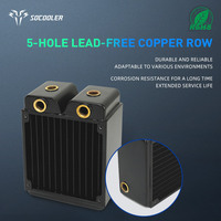 Socooler CRT24H5-65R respectueux de l'environnement 5 trous sans plomb barre de cuivre ordinateur refroidisseur de refroidissement par eau pour les ventilateurs de refroidissement