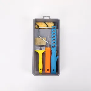 4-in-Rolle mit 3-Ersatzzapfen-Kopf Rolle Pinsel 1,5 Zoll Putty-Messer 2 in Pinsel blauer Rührstab mit Tray Farbe Werkzeugset