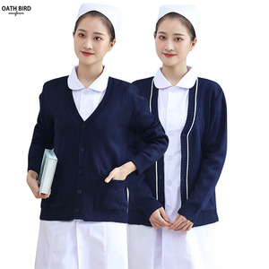 Suéter de punto informal con bordado de logotipo personalizado de fabricación, cárdigans de lana médicos para enfermera de Hospital, abrigos para <span class=keywords><strong>mujer</strong></span> - Product Image 2