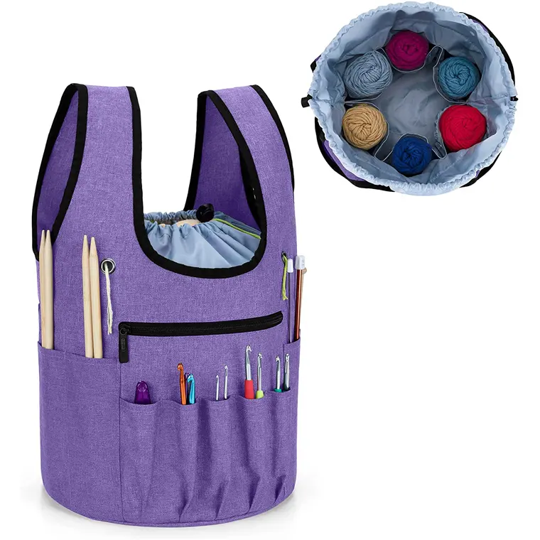 カスタム大型かぎ針編みバッグ編み物アクセサリートートオーガナイザーポータブルヤーン収納バッグ