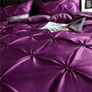 Ensemble <span class=keywords><strong>de</strong></span> housse <span class=keywords><strong>de</strong></span> couette en tissu plissé <span class=keywords><strong>de</strong></span> couleur violette, 3 pièces, <span class=keywords><strong>taille</strong></span> Queen King, literie à plis, housse <span class=keywords><strong>de</strong></span> lit gris clair - Product Image 5