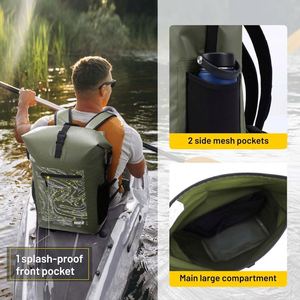 Échantillon gratuit : Sac étanche flottant à fermeture roll-top, sac de voyage personnalisé avec logo, sac pliable en PVC pour kayak et pêche - Product Image 4