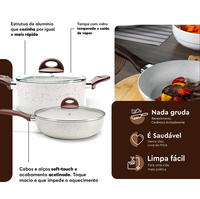 Batterie de cuisine en céramique 6 pièces antiadhésive, compatible lave-vaisselle et four, avec couvercles en verre et poignées en bois, design moderne – Vente chaude